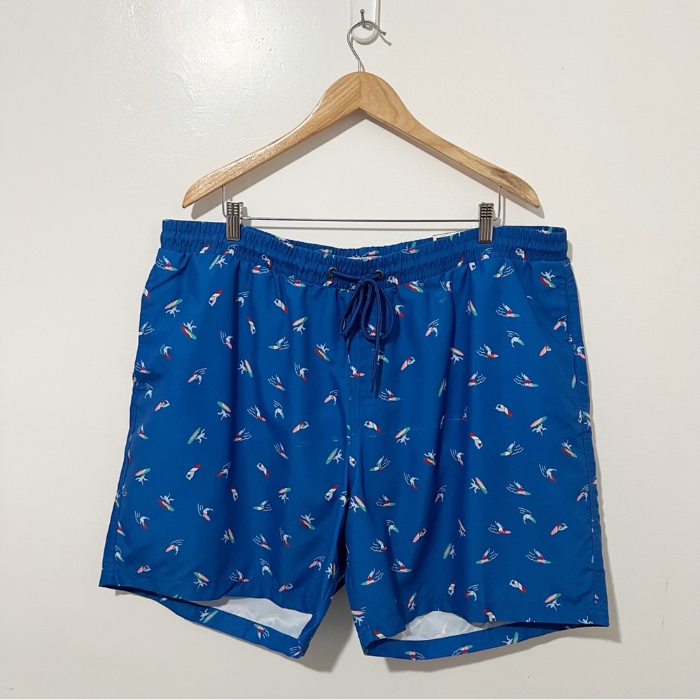 Club Room Mens Blue Surf Print Quick Dry Swim Trunks XXL 7in Inseam‎